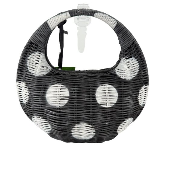 Kate Spade New York Target Black White Polka Dot Wicker Crescent Bag Purse NWT